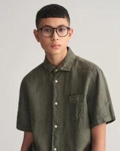 Teens Linen Short Sleeve Shirt -Cheap Gant Store time 1675678252 202301 930467 359 crmodel fv 1