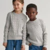 Kids Shield Cotton Cable Knit Crew Neck Sweater -Cheap Gant Store time 1679497221 202302 884027 094 model fv 1