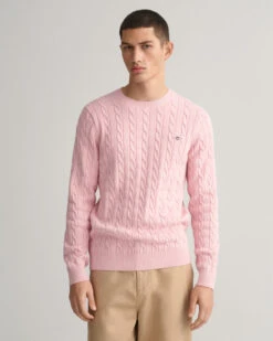 Cotton Cable Knit Crew Neck Sweater