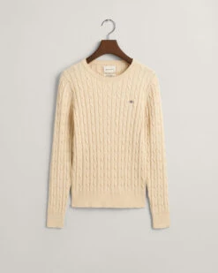 Stretch Cotton Cable Knit Crew Neck Sweater -Cheap Gant Store time 1679926521 202302 4800100 116 flat fv 1