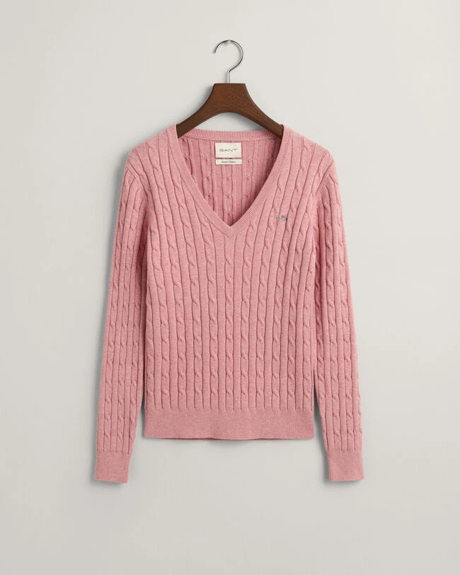 Stretch Cotton Cable Knit V-Neck Sweater 7 Stretch Cotton Cable Knit V-Neck Sweater - Image 5