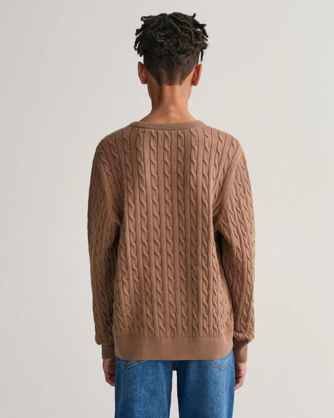 Teens Shield Cotton Cable Knit Crew Neck Sweater 4 Teens Shield Cotton Cable Knit Crew Neck Sweater - Image 2