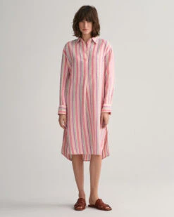 Multi Striped Linen Shirt Dress
