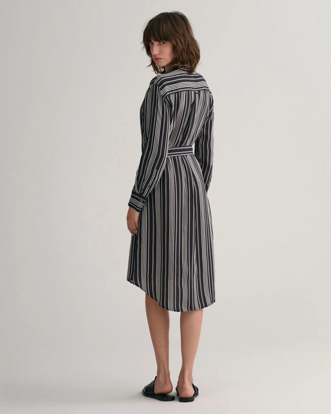 Striped A-Line Shirt Dress 4 Striped A-Line Shirt Dress - Image 2