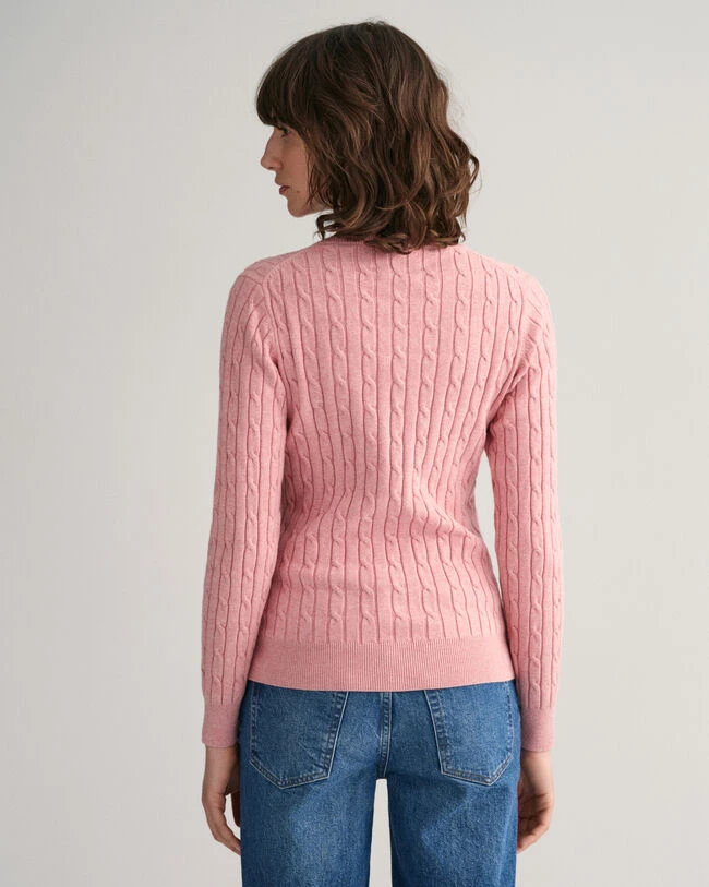 Stretch Cotton Cable Knit V-Neck Sweater 4 Stretch Cotton Cable Knit V-Neck Sweater - Image 2