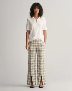Low Rise Straight Leg Checked Pants