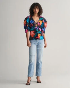 Floral Print Volume Sleeve Blouse -Cheap Gant Store time 1680011713 202302 4300222 019 look fv 1