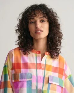 Multi Checked Cotton Silk Popover Blouse -Cheap Gant Store time 1680011736 202302 4300220 105 crmodel fv 1