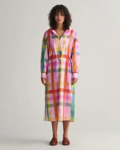 Multi Checked Cotton Silk Dress