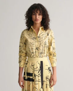 Regular Fit Line Drawing Cotton Voile Shirt