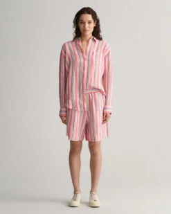 Multi Striped Pull-On Linen Shorts