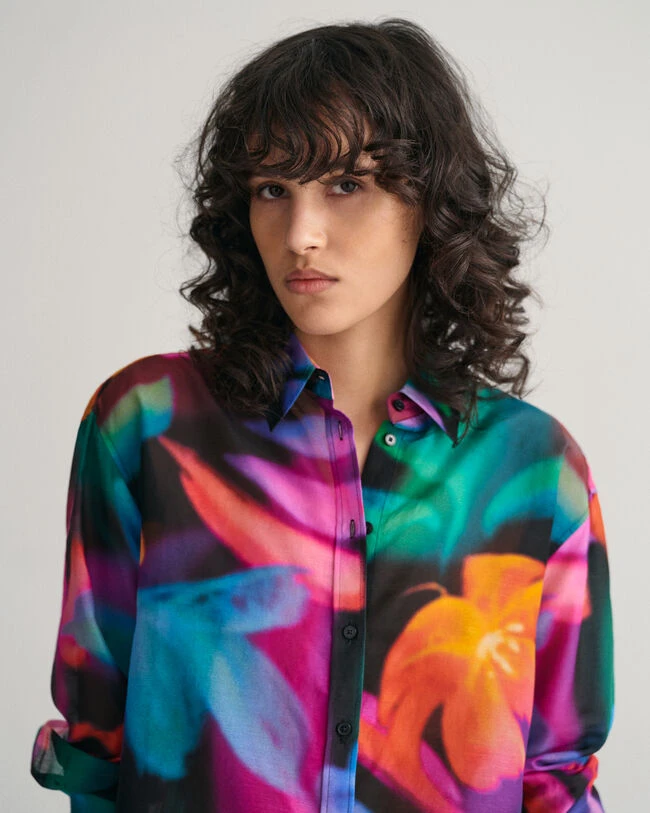 Relaxed Fit Floral Print Cotton Silk Shirt 9 Relaxed Fit Floral Print Cotton Silk Shirt - Image 7