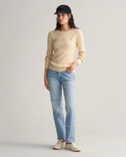 Stretch Cotton Cable Knit Crew Neck Sweater -Cheap Gant Store time 1680177625 202302 4800100 116 look fv 1