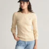 Stretch Cotton Cable Knit Crew Neck Sweater -Cheap Gant Store time 1680177628 202302 4800100 116 model fv 1
