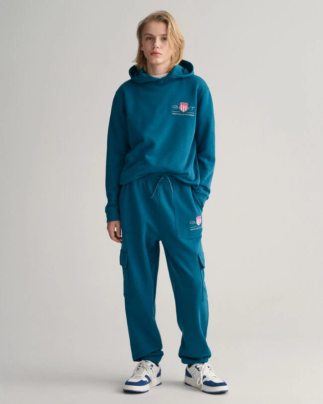 Teen Boys Contrast Shield Cargo Sweatpants 3 Teen Boys Contrast Shield Cargo Sweatpants