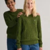 Teens Shield Cotton Cable Knit Crew Neck Sweater