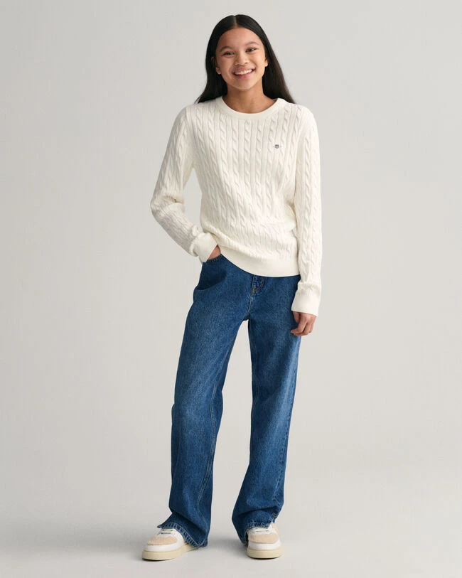 Teen Girls Shield Cotton Cable Knit Sweater 6 Teen Girls Shield Cotton Cable Knit Sweater - Image 4