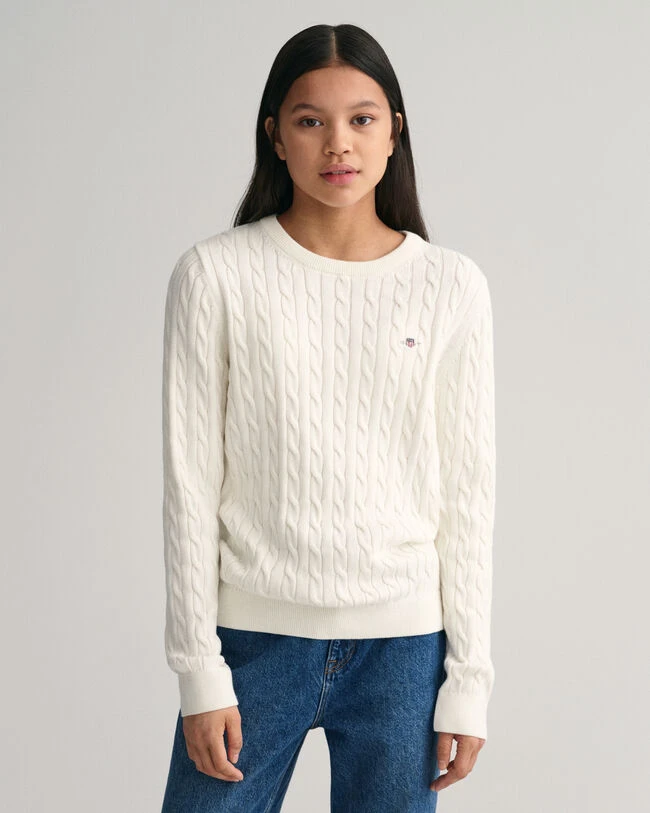 Teen Girls Shield Cotton Cable Knit Sweater 3 Teen Girls Shield Cotton Cable Knit Sweater