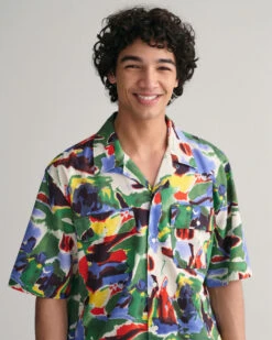 Relaxed Fit Cotton Lyocell Printed Short Sleeve Shirt -Cheap Gant Store time 1680182721 202302 3230130 105 crmodel fv 1