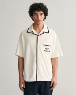 Relaxed Fit Terry Cloth Short Sleeve Shirt