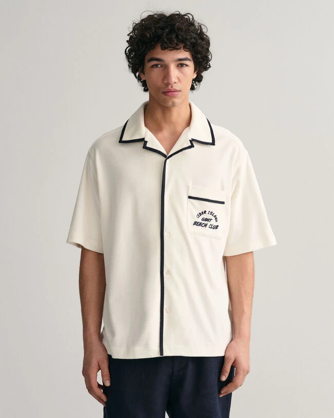 Relaxed Fit Terry Cloth Short Sleeve Shirt 3 Relaxed Fit Terry Cloth Short Sleeve Shirt