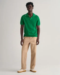 Cotton Textured Open Collar Polo Sweater -Cheap Gant Store time 1680185148 202302 8040163 316 look fv 1