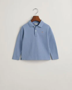 Kids Shield Long Sleeve Piqué Polo Shirt -Cheap Gant Store time 1681387833 202302 802547 438 flat fv 1
