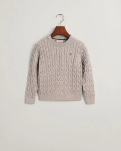 Kids Shield Cotton Cable Knit Crew Neck Sweater -Cheap Gant Store time 1681388149 202302 884027 094 flat fv 1