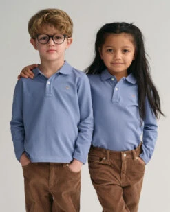 Kids Shield Long Sleeve Piqué Polo Shirt